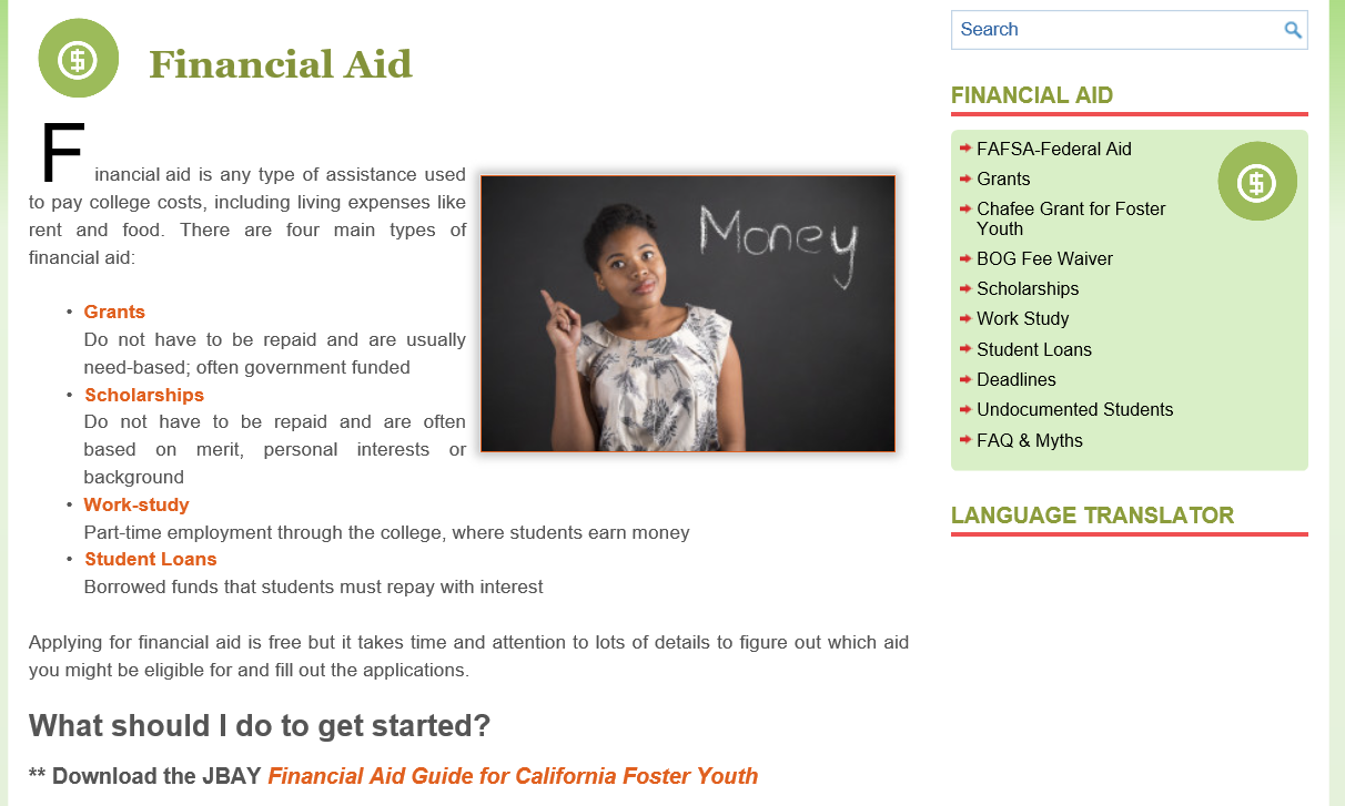 Screenshot from Webpage of
